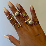 Long Baroque Pipa Pearl Ring - floysun