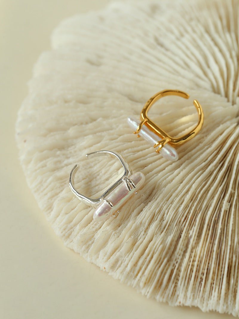 Long Baroque Pipa Pearl Ring - floysun