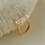 Long Baroque Pipa Pearl Ring - floysun