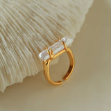 Long Baroque Pipa Pearl Ring - floysun