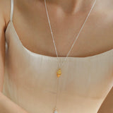 Long Gold and Silver Textured Seed Pendant Necklace - floysun