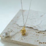 Long Gold and Silver Textured Seed Pendant Necklace - floysun