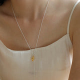 Long Gold and Silver Textured Seed Pendant Necklace - floysun