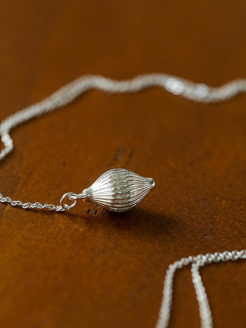 Long Gold and Silver Textured Seed Pendant Necklace - floysun