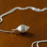 Long Gold and Silver Textured Seed Pendant Necklace - floysun