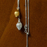 Long Gold and Silver Textured Seed Pendant Necklace - floysun