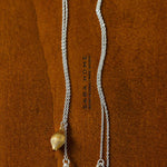 Long Gold and Silver Textured Seed Pendant Necklace - floysun