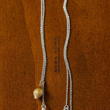 Long Gold and Silver Textured Seed Pendant Necklace - floysun