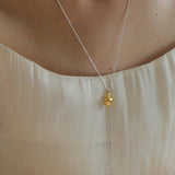 Long Gold and Silver Textured Seed Pendant Necklace - floysun