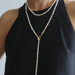 Long Minimalist Irregular Pearl OT Clasp Necklace Sweater Chain - floysun