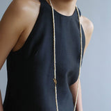 Long Minimalist Irregular Pearl OT Clasp Necklace Sweater Chain - floysun