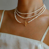 Long Minimalist Irregular Pearl OT Clasp Necklace Sweater Chain - floysun