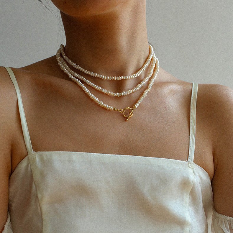 Long Minimalist Irregular Pearl OT Clasp Necklace Sweater Chain - floysun