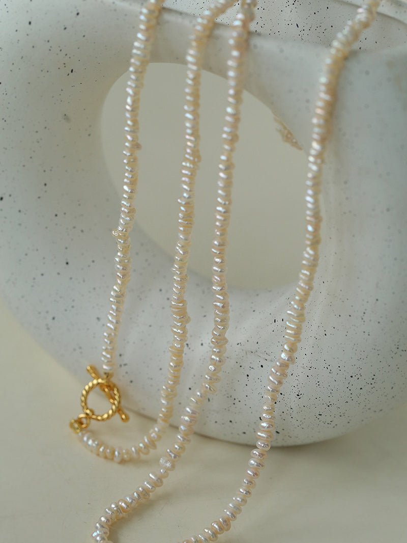 Long Minimalist Irregular Pearl OT Clasp Necklace Sweater Chain - floysun