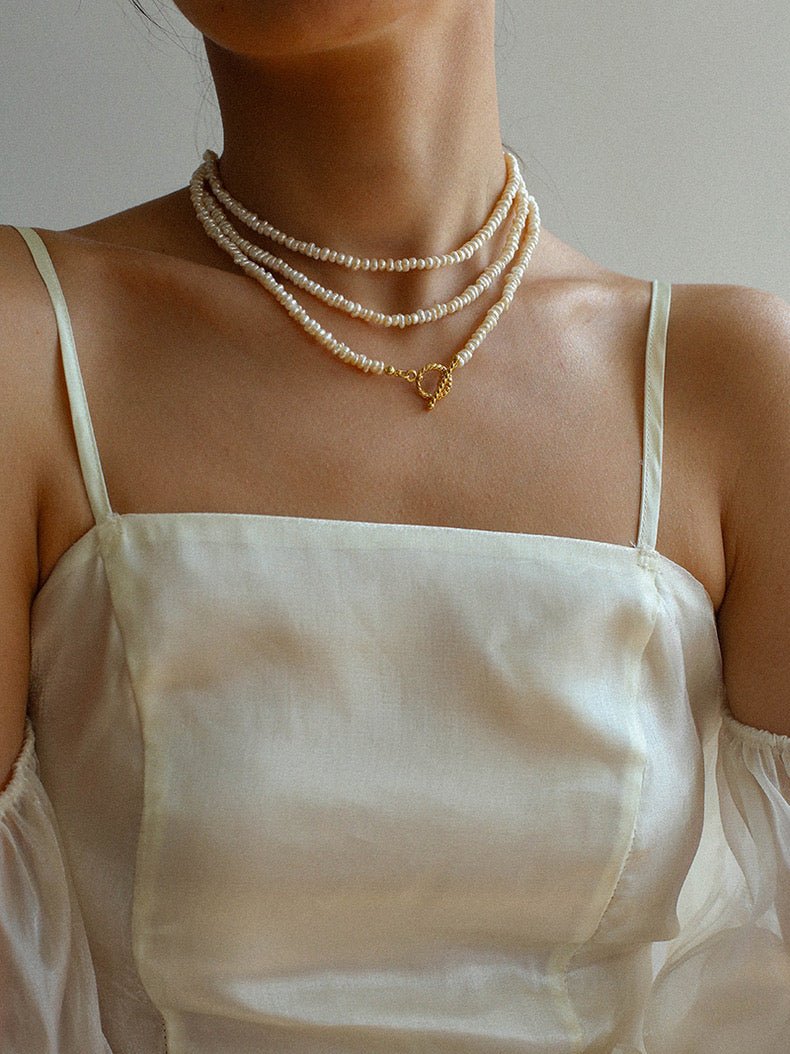 Long Minimalist Irregular Pearl OT Clasp Necklace Sweater Chain - floysun