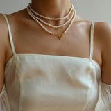 Long Minimalist Irregular Pearl OT Clasp Necklace Sweater Chain - floysun