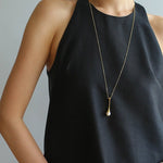 Long Minimalist Teardrop Pearl Pendant Necklace - floysun