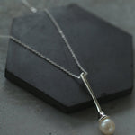 Long Minimalist Teardrop Pearl Pendant Necklace - floysun