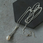 Long Minimalist Teardrop Pearl Pendant Necklace - floysun