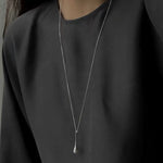 Long Minimalist Teardrop Pearl Pendant Necklace - floysun