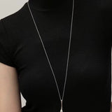 Long Minimalist Teardrop Pearl Pendant Necklace - floysun