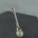 Long Minimalist Teardrop Pearl Pendant Necklace - floysun