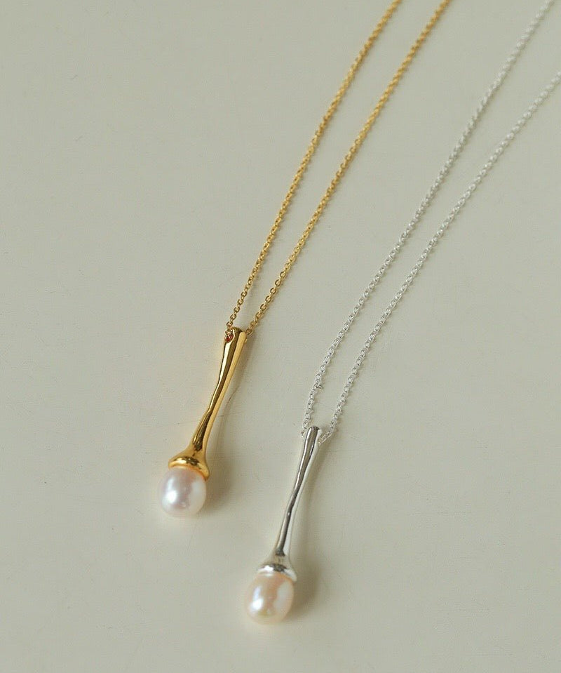 Long Minimalist Teardrop Pearl Pendant Necklace - floysun