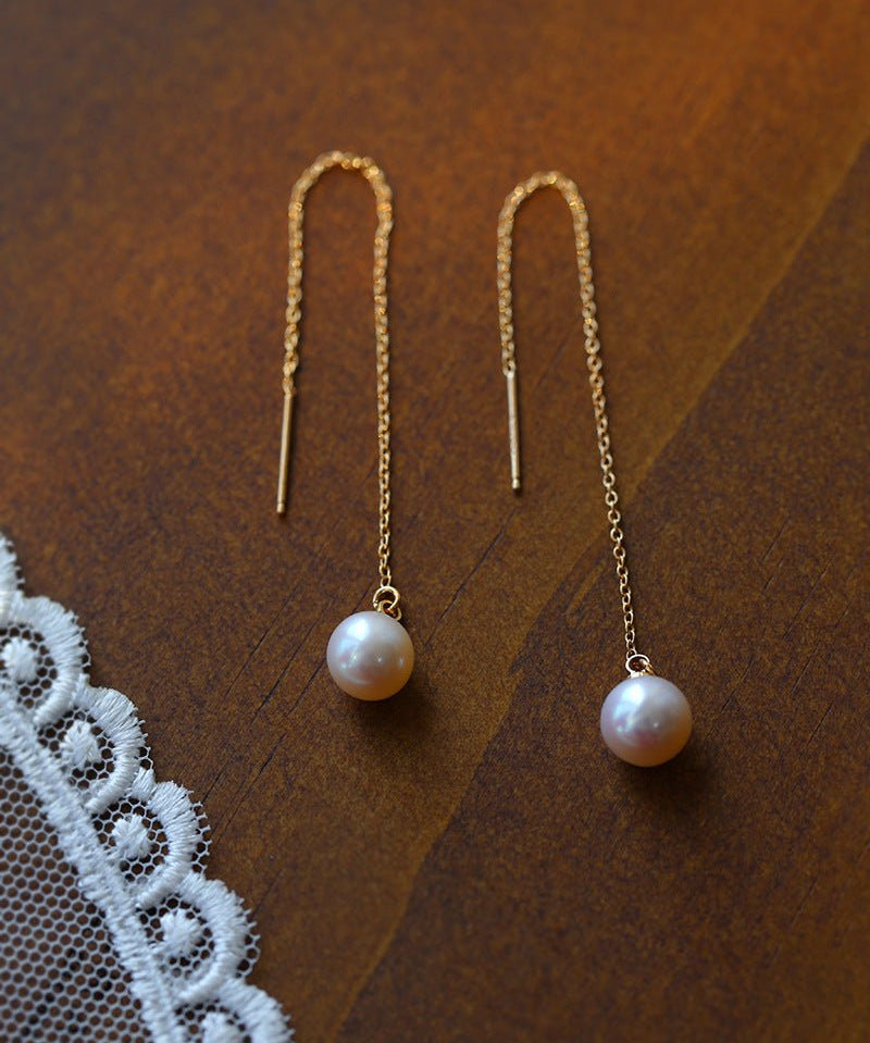 Long Pearl Threader Drop Earrings - floysun