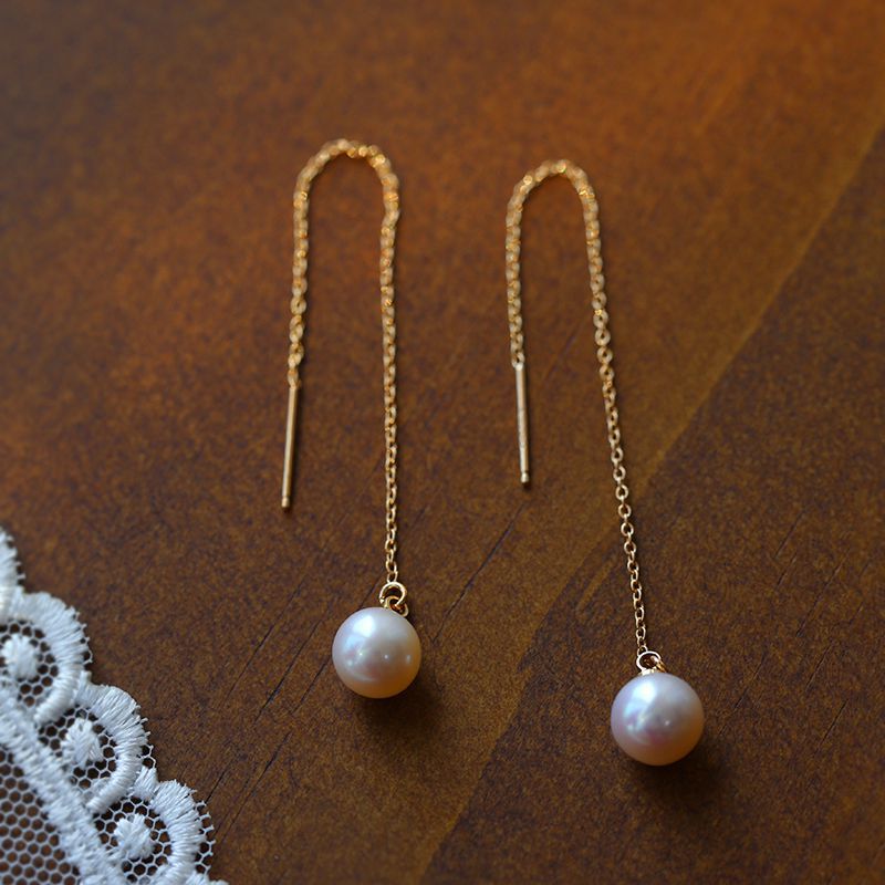 Long Pearl Threader Drop Earrings - floysun