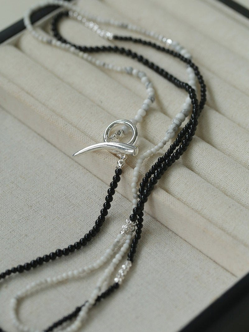 Long Y - shaped Necklace with Multi - Element Gemstones - floysun