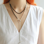 Long Y - shaped Necklace with Multi - Element Gemstones - floysun