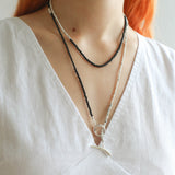 Long Y - shaped Necklace with Multi - Element Gemstones - floysun