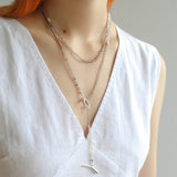 Long Y - shaped Necklace with Multi - Element Gemstones - floysun