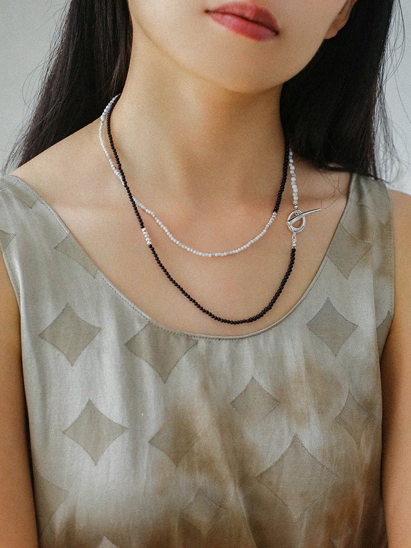 Long Y - shaped Necklace with Multi - Element Gemstones - floysun