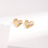 Love Heart Zircon Stud Earrings - floysun