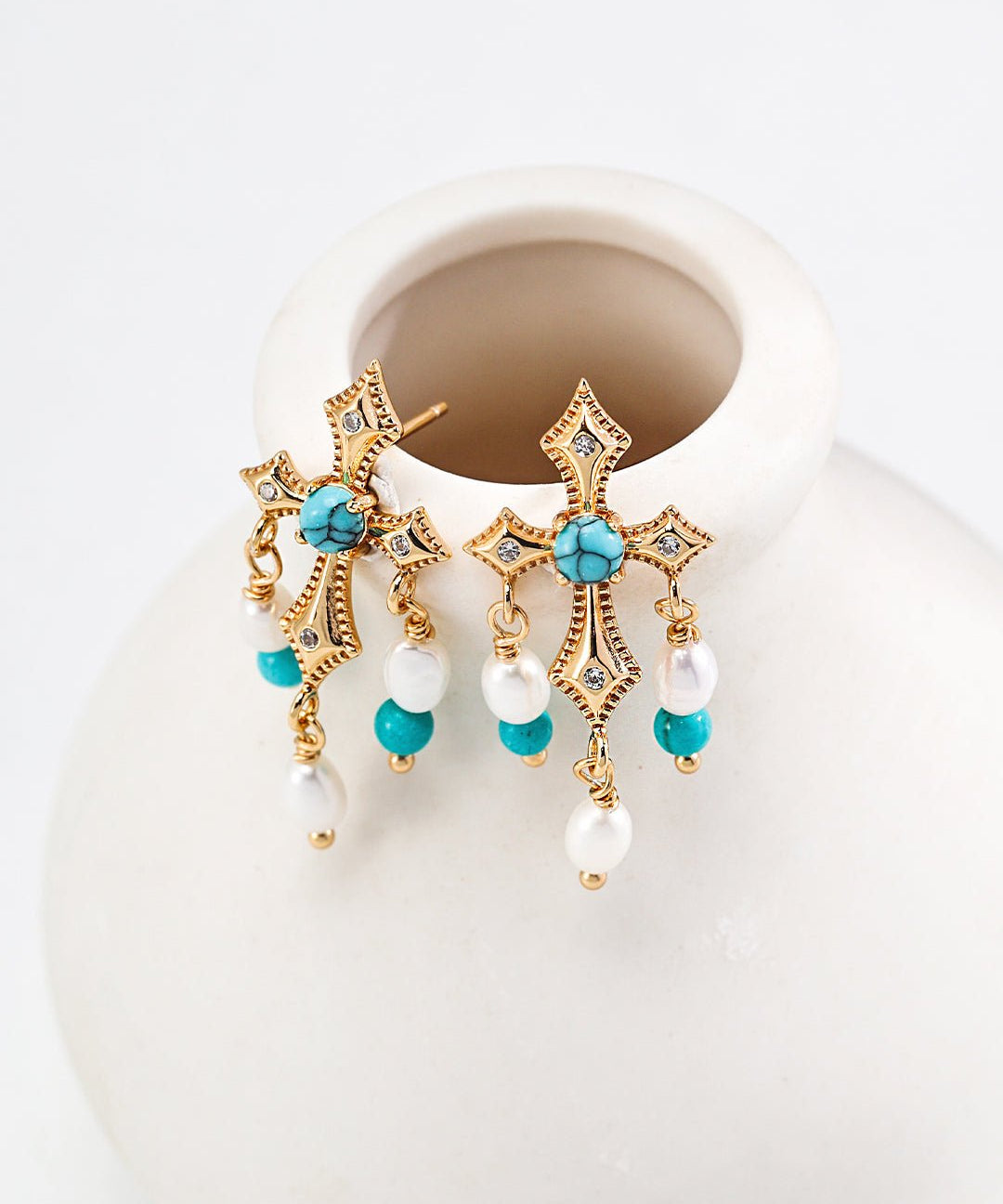 Love's Redemption Pearl Gemstone Drop Earrings - floysun