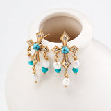 Love's Redemption Pearl Gemstone Drop Earrings - floysun