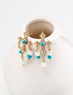 Love's Redemption Pearl Gemstone Drop Earrings - floysun