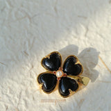 Lucky Clover Black Agate Brooch - floysun