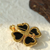 Lucky Clover Black Agate Brooch - floysun