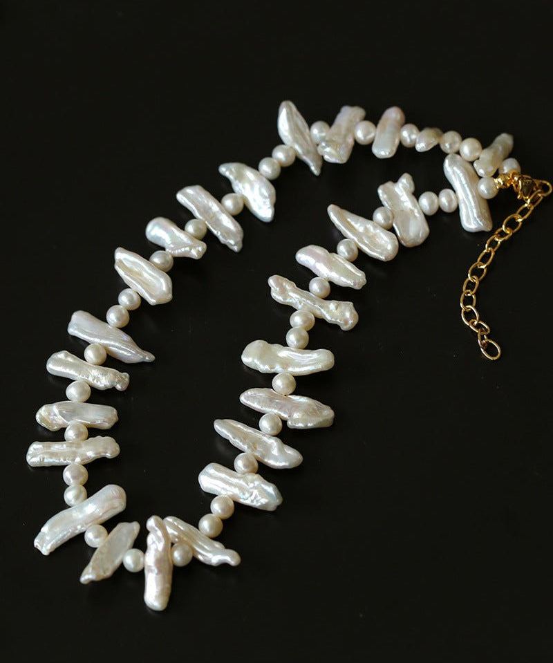 Lute Pearl Baroque Pearl Collar Chain Necklace - floysun