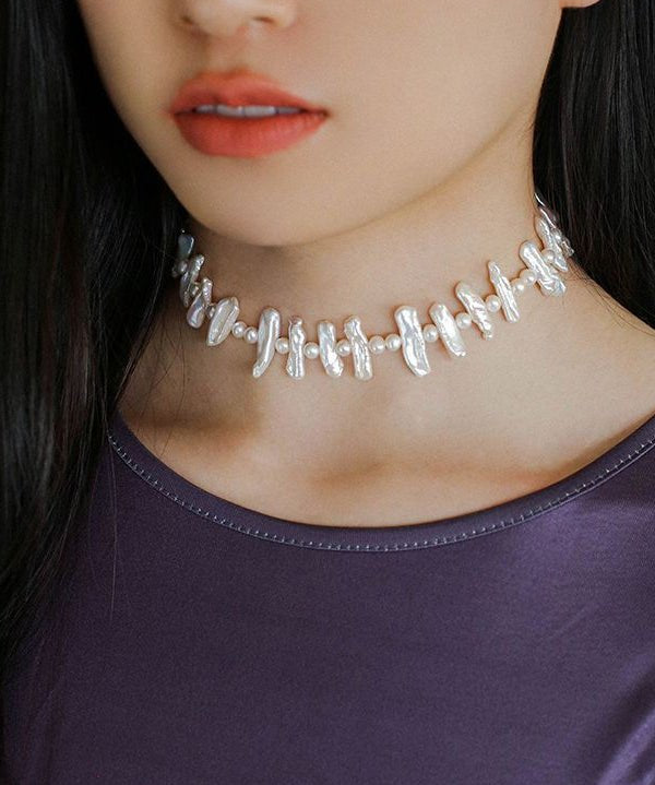 Lute Pearl Baroque Pearl Collar Chain Necklace - floysun