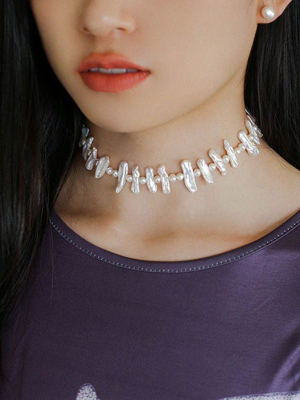 Lute Pearl Baroque Pearl Collar Chain Necklace - floysun