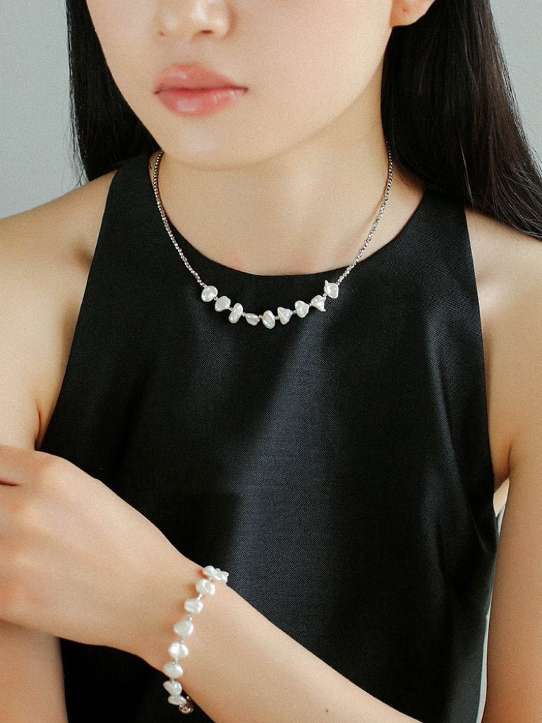 Luxury Shining Passepartout Crushed Baroque Pearl Necklace - floysun