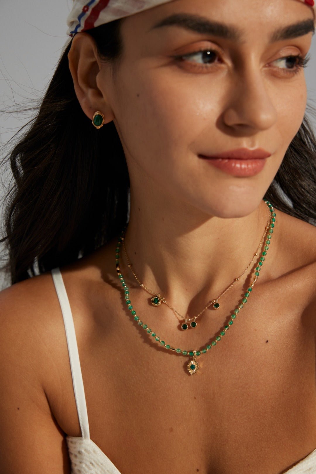 Malachite Radiance Zircon Chain Necklace - floysun