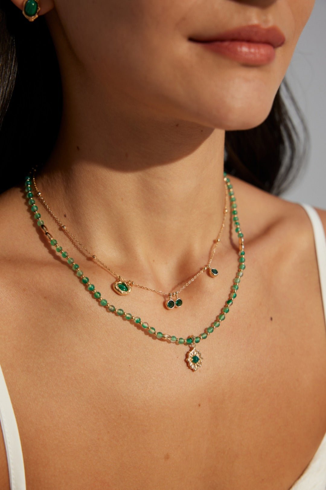 Malachite Radiance Zircon Chain Necklace - floysun