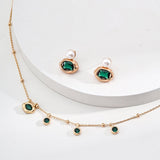 Malachite Radiance Zircon Chain Necklace - floysun