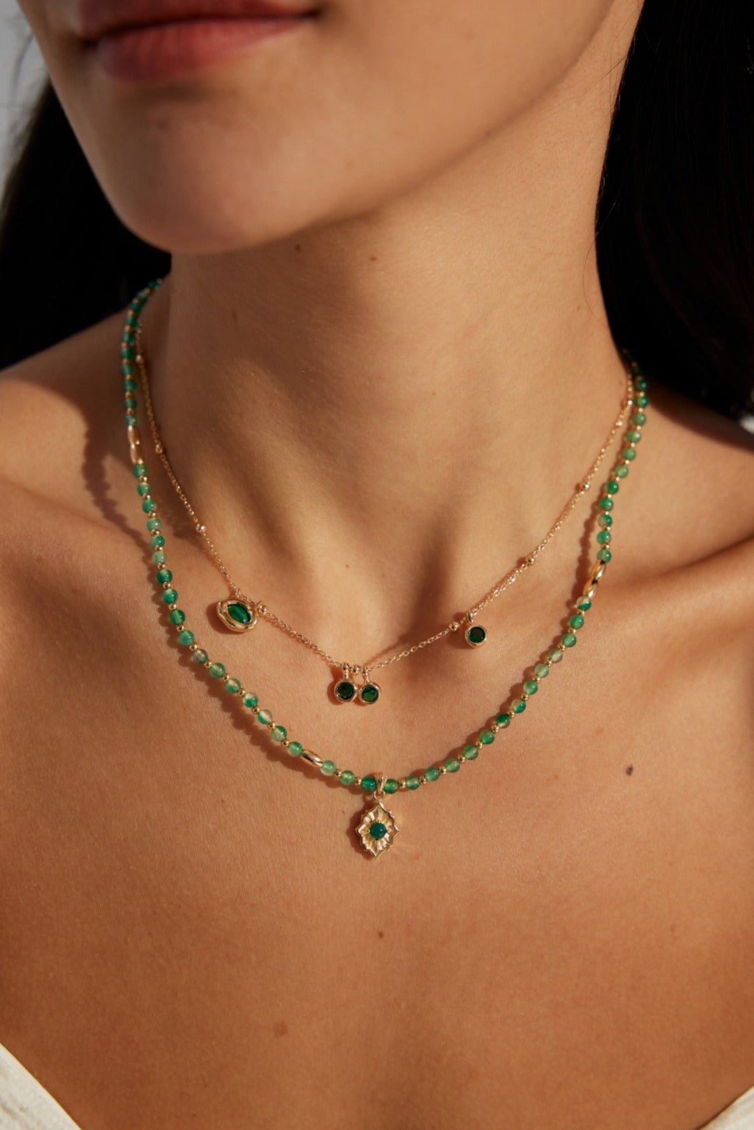 Malachite Radiance Zircon Chain Necklace - floysun