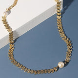 Maple Leaf Pearl Chian Necklace - floysun