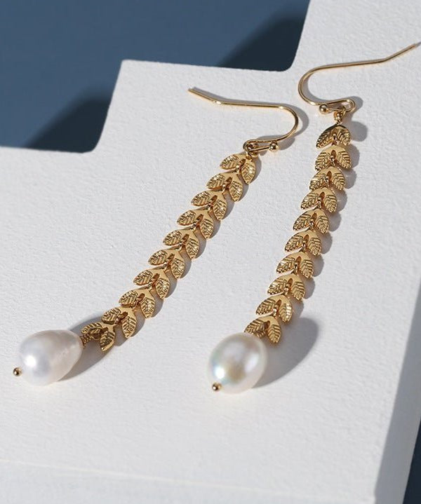 Maple Leaf Pearl Drop Earrings - floysun